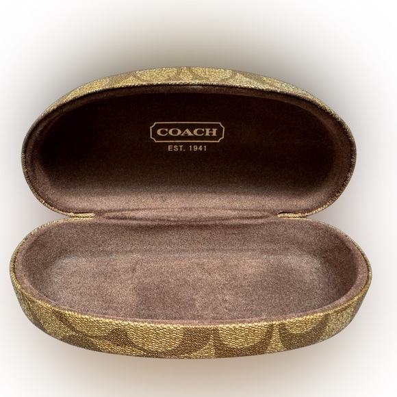 Coach hard clamshell tan brown signature, see sunglass case - Picture 3 of 3